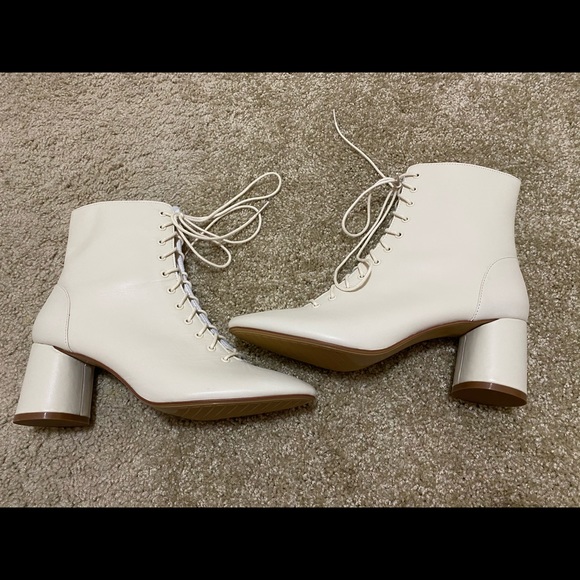 Zara Leather Laced Heeled Ankle Boots 